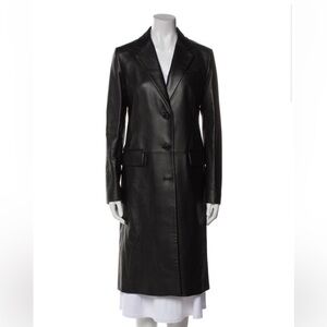 PRADA Elegant Black Leather Trench Coat